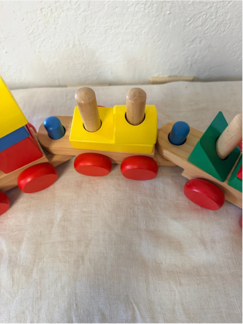 Melissa & Doug Classic Wooden Stacking Train Colorful Blocks Toddler Toy